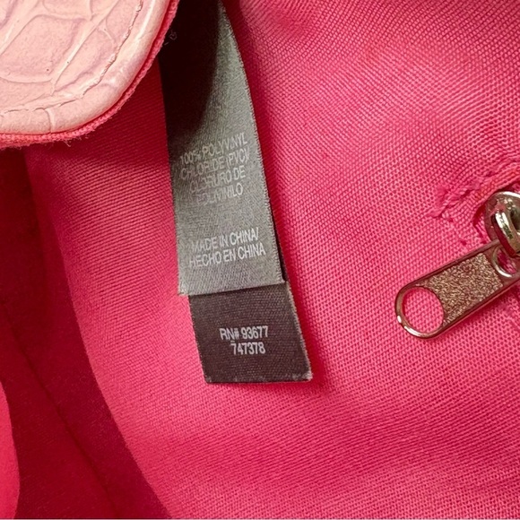 BISOU BISOU Pink Faux Croc Leather East West Baguette Y2K Shoulder Purse Bag - Picture 7 of 15